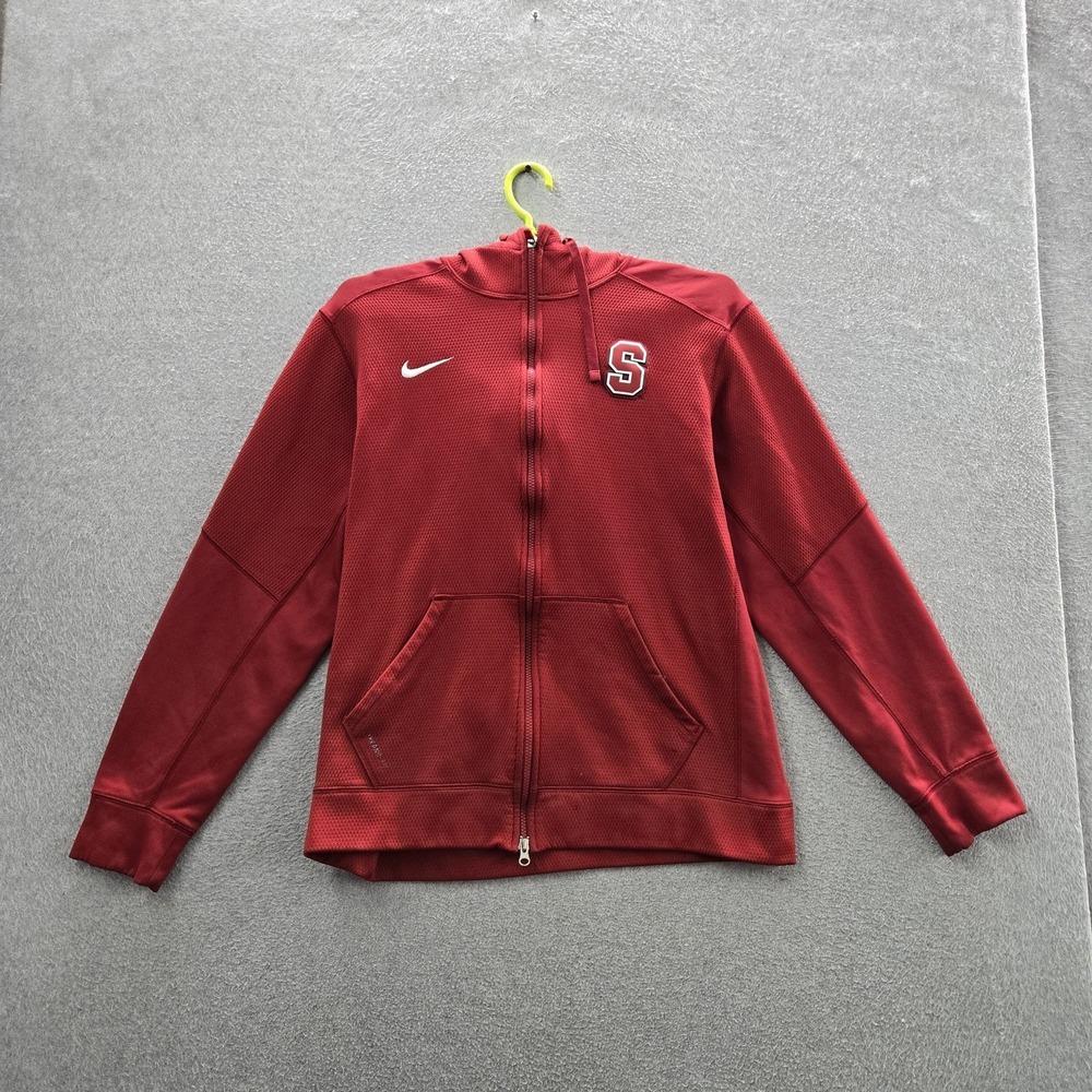 Stanford Men Jacket L‎ Red Fleece THERMA-FIT Nike Zipper Long Sleeve Logo